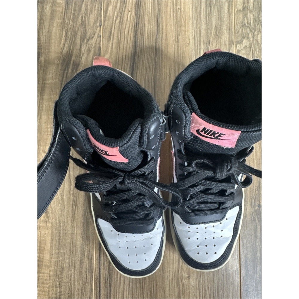 Nike Size 4.5Y Court Borough Mid 2 White Black Pink Basketball Shoes - Picture 4 of 13